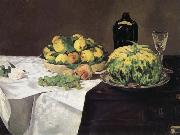 Edouard Manet Fruits et Melon sur un Buffet oil on canvas